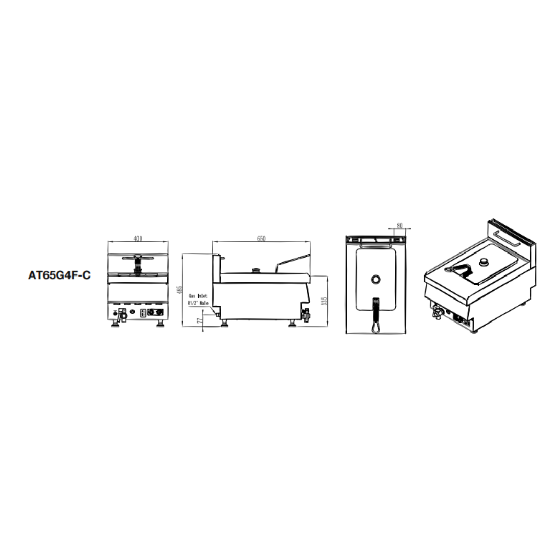 1 TUBE GAS DEEP FRYER - AT65G4F-C
