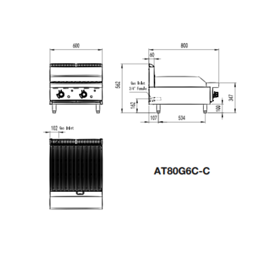 600MM CHAR GRILL - AT80G6C-C
