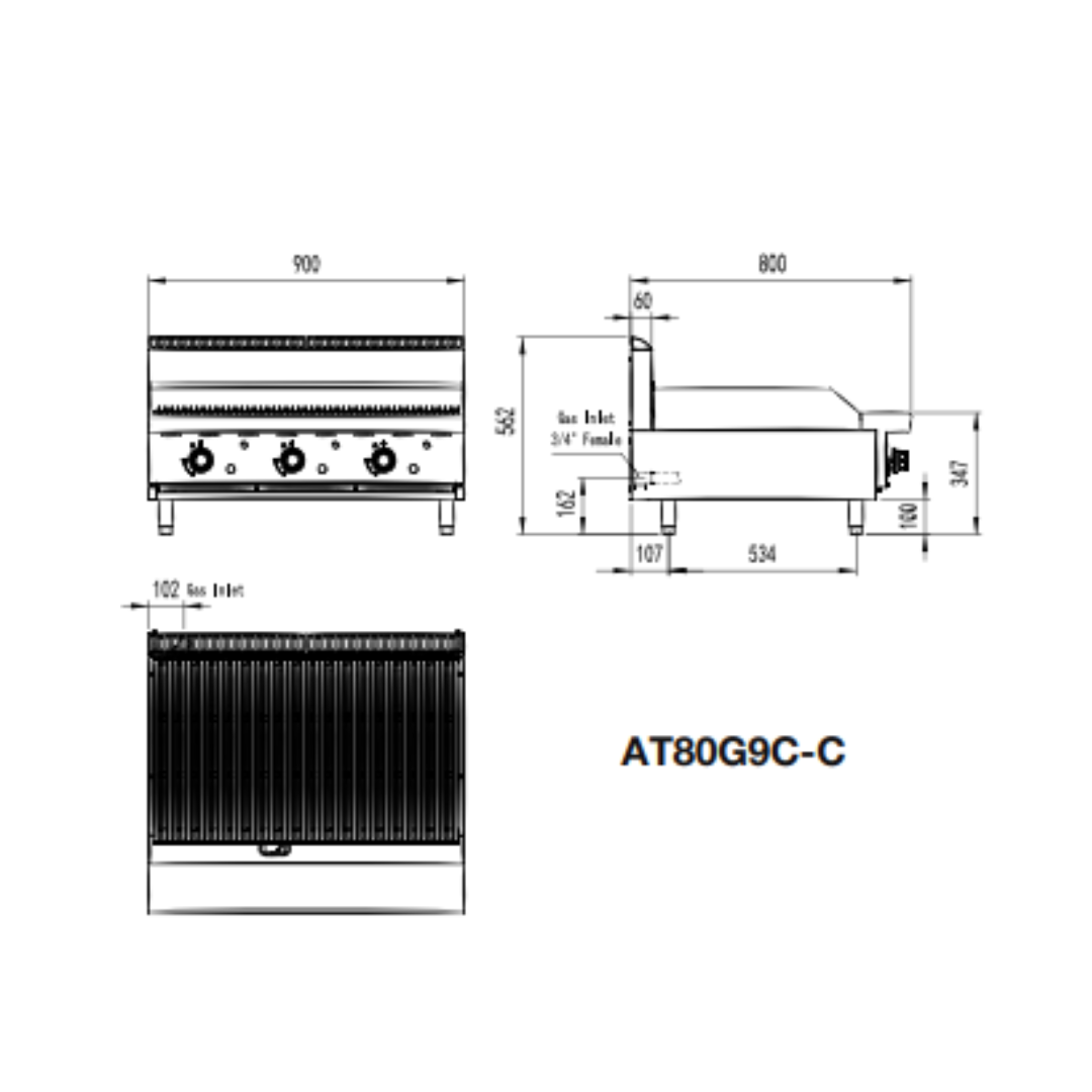 900MM CHAR GRILL - AT80G9C-C