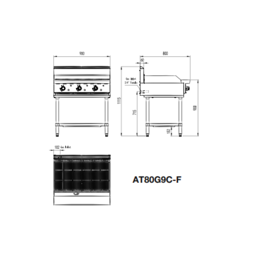 900 MM RADIANT CHAR GRILLS - AT80G9C-F
