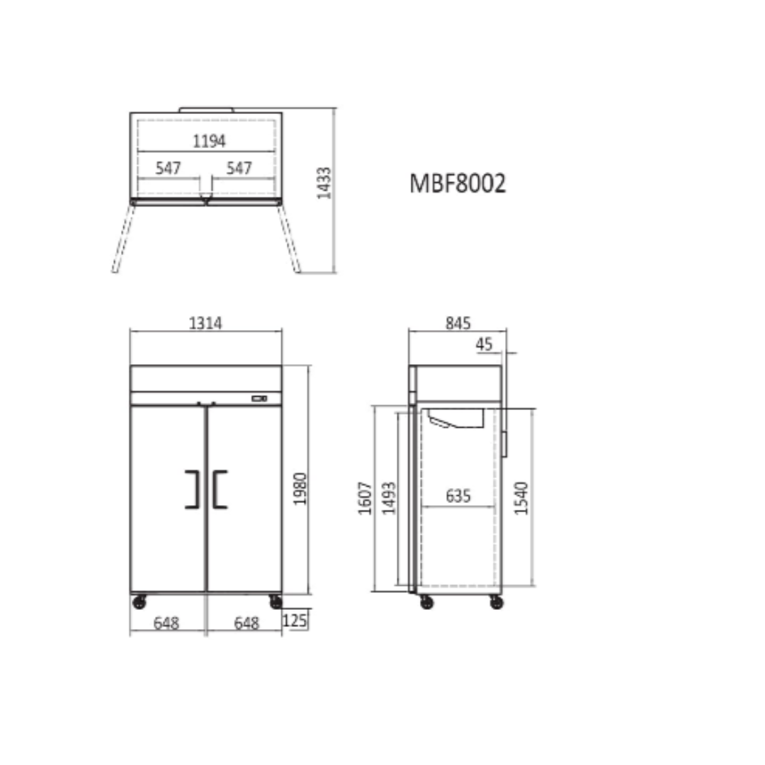UPRIGHT FREEZER 2 DOOR - MBF8002