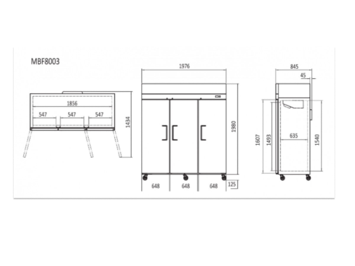 UPRIGHT FREEZER 3 DOOR - MBF8003