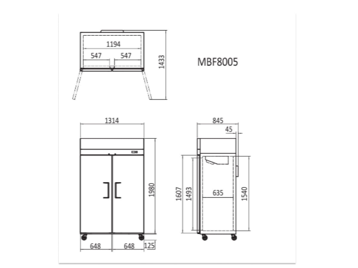 UPRIGHT CHILLER 2 DOOR - MBF8005