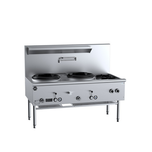 WATERLESS WOK TABLE 2 HOLE + SIDE BURNER GAS - UFWWD-2SB2